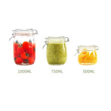 Wholesale 500ml Wide Mouth Glass Round Jar with Sealed Ring, Airtight Food Storage Glass Jar with Metal Clip